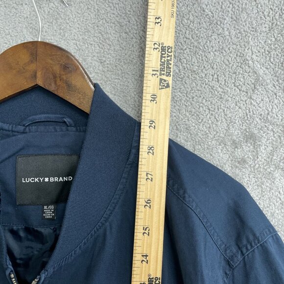 NEW Lucky Brand Men's XL Navy Blue Bomber Jacket Polyester Lightweight Full Zip - Picture 3 of 11